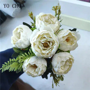 6 Heads/Bouquet Peonies Artificial Flowers Silk Peonies Bouquet White Pink Wedding Home Decoration Peony Rose Flower-Bouquet-My Online Wedding Store