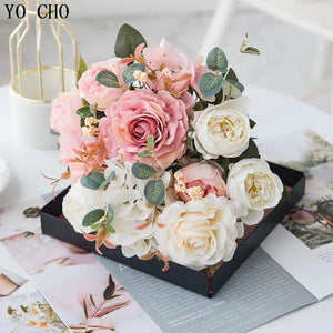 6 Heads/Bouquet Peonies Artificial Flowers Silk Peonies Bouquet White Pink Wedding Home Decoration Peony Rose Flower-Bouquet-My Online Wedding Store