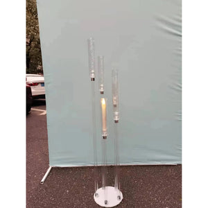 6 Pieces 128cm High Clear Acrylic Candelabra Crystal 5 Arms 8 Arm Candle-Candelabra-My Online Wedding Store