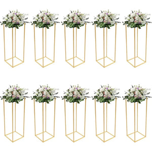 6/10PCS Gold Flower Vase Floor Vases Column Stand Metal-Candelabra-My Online Wedding Store