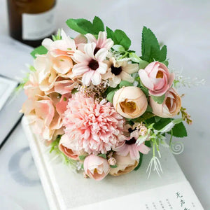 7 Heads Peony Rose Hydrangea Artificial Bouquet Silk Flower-Bouquet-My Online Wedding Store