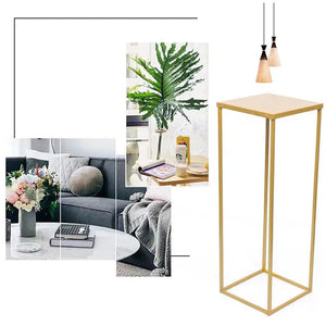 70CM Gold Metal Wedding Flower Stand Rectangular-Wedding Pillars & Stands-My Online Wedding Store