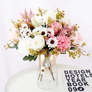 Artificial Flowers Rose Hydrangea Daisy Autumn Hybrid Bouquet-Bouquet-My Online Wedding Store
