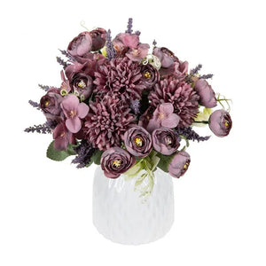 Artificial Hydrangea Flowers for Scrapbook Silk Tea Rose buds Vase-Bouquet-My Online Wedding Store