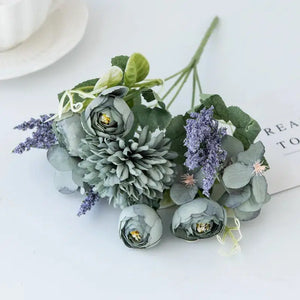 Artificial Hydrangea Flowers for Scrapbook Silk Tea Rose buds Vase-Bouquet-My Online Wedding Store