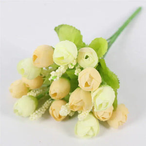 Autumn 15 Heads/Bouquet Small Bud Roses Silk Artificial Flower-Bouquet-My Online Wedding Store
