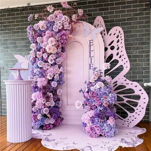 Backdrop 5D Purple Floral Arrangement Rose Pink Hydrangea Arch-Floral Arrangements-My Online Wedding Store