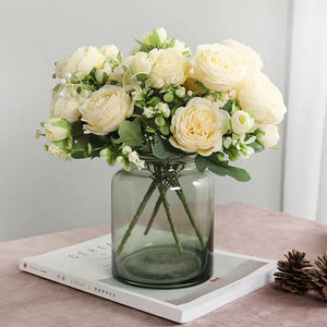 Beautiful Rose Peony Artificial Silk Flowers Small Bouquet-Bouquet-My Online Wedding Store