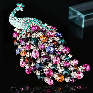 Big size rhinestone peacock wedding brooches-My Online Wedding Store