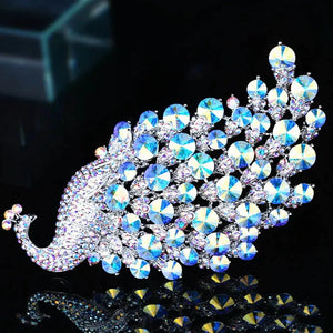 Big size rhinestone peacock wedding brooches-My Online Wedding Store