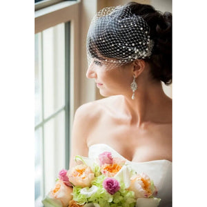 Birdcage veil with pearls, small birdcage veil - Blush fascinator-Fascinators-My Online Wedding Store
