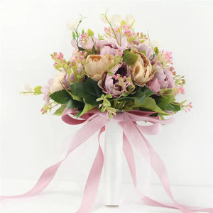Bouquet Artificial Flowers Bridal Bridesmaids White Peony-Bouquet-My Online Wedding Store