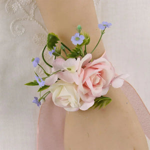Boutonniere Bridal Wrist Corsage Wedding Silk Rose Calla Lily Flower-Boutonnieres-My Online Wedding Store