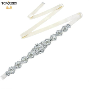 Bridal Belts Silver Rhinestone Pearl Crystal Sparkly Formal Dress Diamond Sash-Wedding Belt-My Online Wedding Store