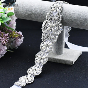 Bridal Belts Silver Rhinestone Pearl Crystal Sparkly Formal Dress Diamond Sash-Wedding Belt-My Online Wedding Store