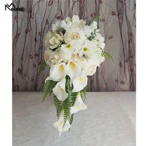 Bride Waterfall Wedding Bouquet Artificial Vintage Peony Hydrangea Lily-Bouquet-My Online Wedding Store