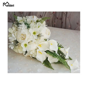 Bride Waterfall Wedding Bouquet Artificial Vintage Peony Hydrangea Lily-Bouquet-My Online Wedding Store