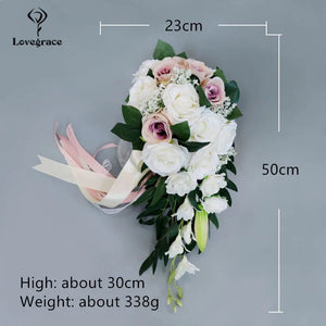 Bride Waterfall Wedding Bouquet Bridesmaid Vintage Wedding Rose-Bouquet-My Online Wedding Store