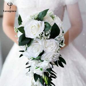 Bride Waterfall Wedding Bouquet Bridesmaid Vintage Wedding Rose-Bouquet-My Online Wedding Store