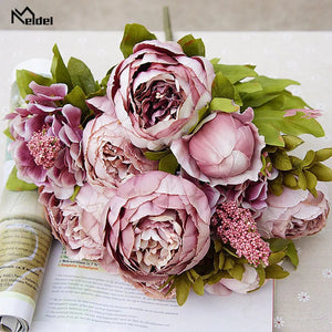 Bride Wedding Bouquet Artificial Silk Rose Peony-Bouquet-My Online Wedding Store