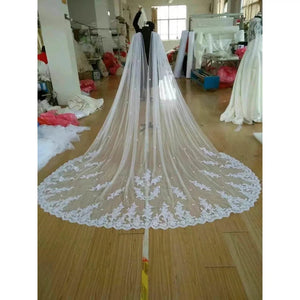 Cathedral Length Cape Veil Bridal Cape Cloak Lace Edge 102"W x 120" (3 meter)-Bridal Accessories-My Online Wedding Store