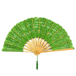 Classic Handmade Bamboo Ribs Embroidery Spanish Hand Lace Fan-Umbrella-My Online Wedding Store