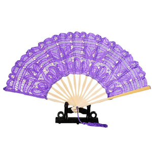 Classic Handmade Bamboo Ribs Embroidery Spanish Hand Lace Fan-Umbrella-My Online Wedding Store