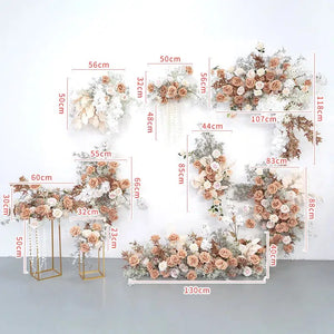 Coffee Floral Artificial Flower Row Arrangement & Flower Ball-Floral Arrangements-My Online Wedding Store