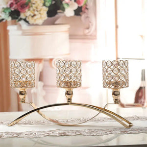 Crystal Tealight Candle Holders, Metal Candlesticks-Candelabra-My Online Wedding Store