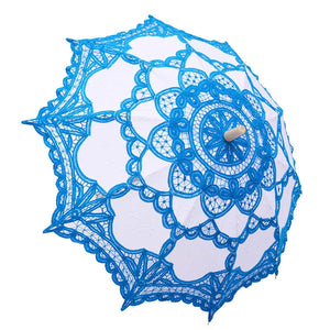 Elegant Cotton Embroidery Lace Parasol Outdoor Summer Sun Umbrellas-Umbrella-My Online Wedding Store
