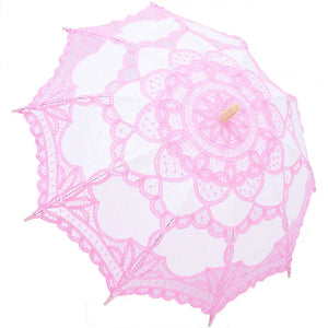 Elegant Cotton Embroidery Lace Parasol Outdoor Summer Sun Umbrellas-Umbrella-My Online Wedding Store