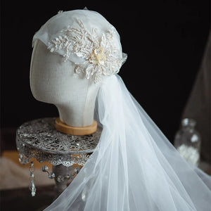 Floral Yarn Bridal Veils Handmade Hat Shape Lace Veil-Bridal Accessories-My Online Wedding Store