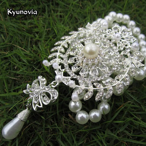 Hand Corsage Pearl Bracelet crystal bling Wrist corsage Brooch-My Online Wedding Store