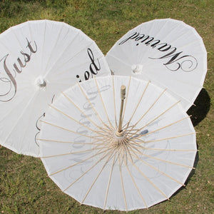 Handmade Just Married Painted Paper Parasol Umbrella-Umbrella-My Online Wedding Store