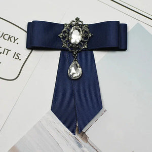 High-grade Ribbon Bow Tie Brooches Flower Shirt Collar Pin-My Online Wedding Store
