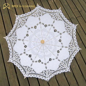 Lace Umbrella Cotton Embroidery White/Ivory-Umbrella-My Online Wedding Store