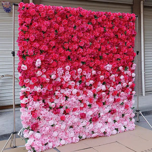 Luxury 5D Gradient Hot Pink White Wedding Backdrop Floral Wall-Backdrops-My Online Wedding Store