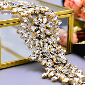 Luxury Bridal Belt Gold Rhinestone Applique Diamond Sash-Wedding Belt-My Online Wedding Store