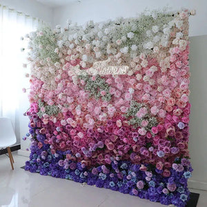 Luxury Gradient Colorful Rose Hydrangea sbreath 5D Cloth Flowers Wall-Backdrops-My Online Wedding Store