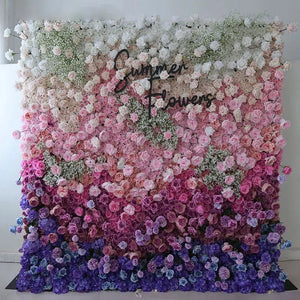 Luxury Gradient Colorful Rose Hydrangea sbreath 5D Cloth Flowers Wall-Backdrops-My Online Wedding Store