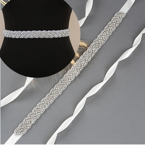 Luxury Wedding Bridal Sash Ribbon Sparkly Rhinestone Belts-Wedding Belt-My Online Wedding Store