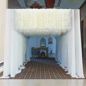 Luxury White Wisteria Hang Strings Flower Vine Roll Up 5D Backdrop-Backdrops-My Online Wedding Store