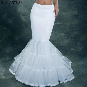 Lycra Tulle White Mermaid Trumpet Style Wedding Gown Petticoat Crinoline Slip-Bridal Accessories-My Online Wedding Store