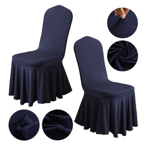 Lycra Wedding Chair Cover Spandex With Skirt Pleated-Linen-My Online Wedding Store