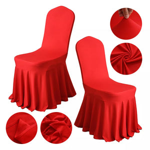 Lycra Wedding Chair Cover Spandex With Skirt Pleated-Linen-My Online Wedding Store