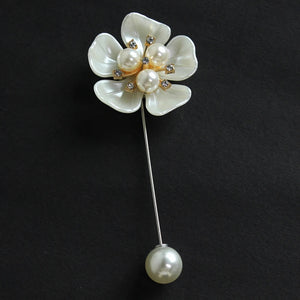 Men Brooch Flower Pearl Rhinestone Pins-Boutonnieres-My Online Wedding Store