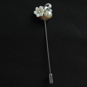 Men Brooch Flower Pearl Rhinestone Pins-Boutonnieres-My Online Wedding Store