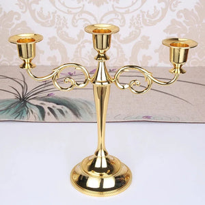 Metal Gold Bronze Plated Candle Holder Retro 3-Arms Candelabra-Candelabra-My Online Wedding Store