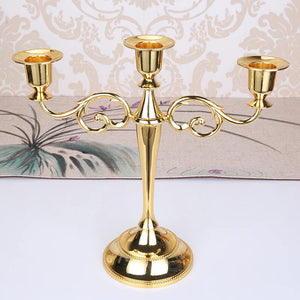 Metal Gold Bronze Plated Candle Holder Retro 3-Arms Candelabra-Candelabra-My Online Wedding Store
