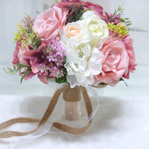 Natural Bouquet Wedding Flowers peony silk Eco Flowers-Bouquet-My Online Wedding Store